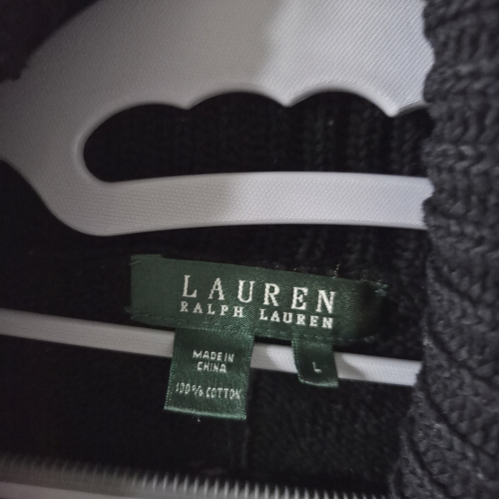 Lauren Ralph Lauren Black Cable Knit Cardigan - Picture 4 of 5